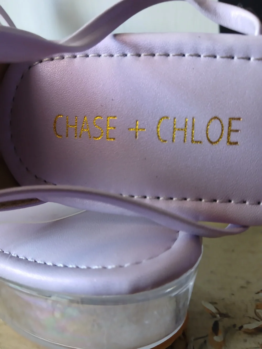 Chase + Chloe Lilac Lace-Up Platform Heels with Clear Platform